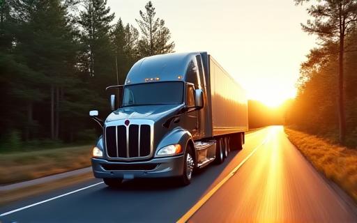 Professional heavy haul truck on North Carolina highway